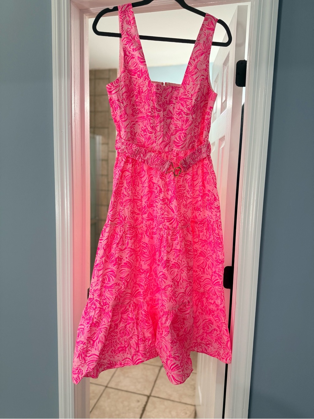 Lilly Pulitzer Neon Pink Floral Midi Dress